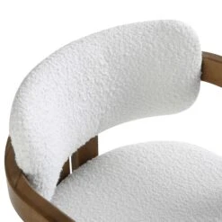 Stanford Curved Oak Frame Upholstered Chair, White Boucle Light Walnut Frame -Daals Shop XNDCH 727 WHITE BOUCLE detail1