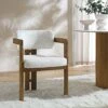 Stanford Curved Oak Frame Upholstered Chair, White Boucle Light Walnut Frame -Daals Shop XNDCH 727 WHITE BOUCLE main