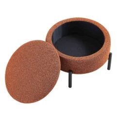 Amboise Round Storage Pouffe, Brick Boucle 16 Amboise Round Storage Pouffe, Brick Boucle -Daals Shop XRSF 2183 BRICK BOU STOOL WB2