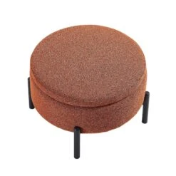 Amboise Round Storage Pouffe, Brick Boucle 17 Amboise Round Storage Pouffe, Brick Boucle -Daals Shop XRSF 2183 BRICK BOU STOOL WB3