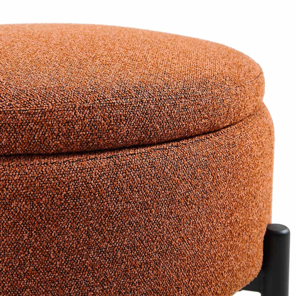 Amboise Round Storage Pouffe, Brick Boucle 9 Amboise Round Storage Pouffe, Brick Boucle - Image 8