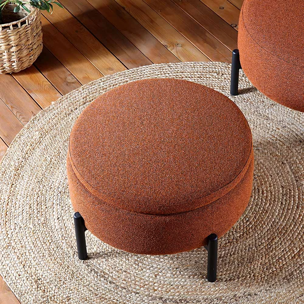 Amboise Round Storage Pouffe, Brick Boucle 4 Amboise Round Storage Pouffe, Brick Boucle - Image 3