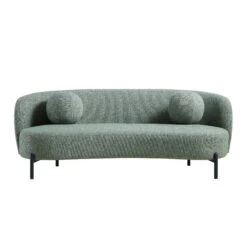 Amboise 3-Seater Curved Sofa With Ball Cushions, Spruce Green Textured Fabric 20 Amboise 3-Seater Curved Sofa With Ball Cushions, Spruce Green Textured Fabric -Daals Shop XRSF 2183 GREEN BOU 3ST WB1
