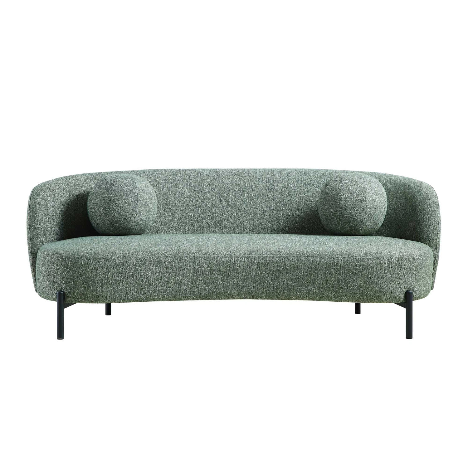Amboise 3-Seater Curved Sofa With Ball Cushions, Spruce Green Textured Fabric 7 Amboise 3-Seater Curved Sofa With Ball Cushions, Spruce Green Textured Fabric - Image 5