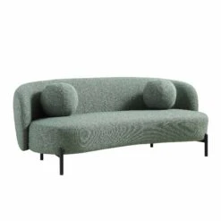 Amboise 3-Seater Curved Sofa With Ball Cushions, Spruce Green Textured Fabric 21 Amboise 3-Seater Curved Sofa With Ball Cushions, Spruce Green Textured Fabric -Daals Shop XRSF 2183 GREEN BOU 3ST WB2