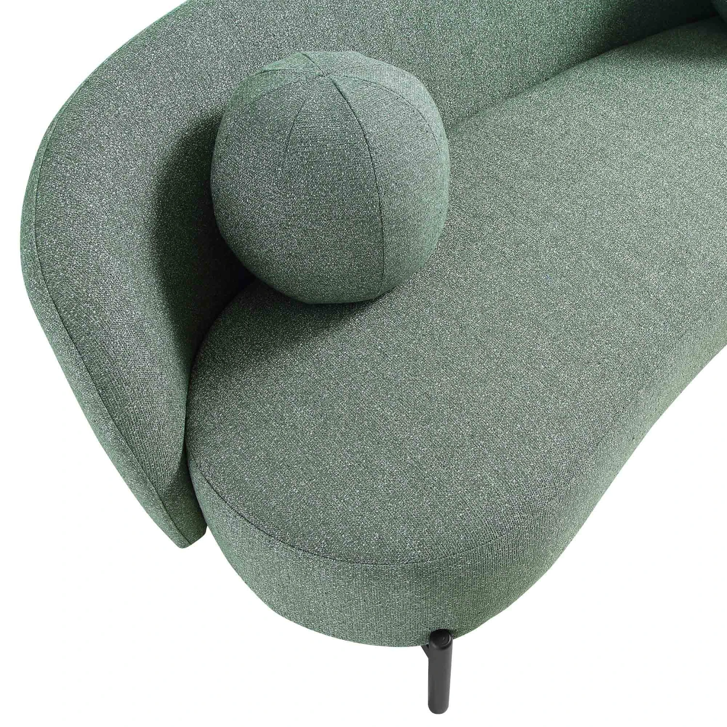 Amboise 3-Seater Curved Sofa With Ball Cushions, Spruce Green Textured Fabric 13 Amboise 3-Seater Curved Sofa With Ball Cushions, Spruce Green Textured Fabric - Image 11