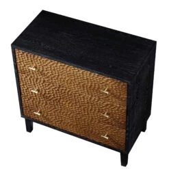 Bianca Chip Carved 3 Drawer Chest, Antique Bronze & Black -Daals Shop XXCOD 008 GOLD BLACK WB4