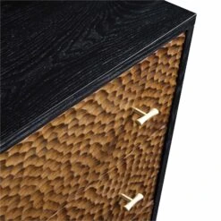 Bianca Chip Carved 3 Drawer Chest, Antique Bronze & Black -Daals Shop XXCOD 008 GOLD BLACK detail1