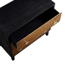 Bianca Chip Carved 3 Drawer Chest, Antique Bronze & Black -Daals Shop XXCOD 008 GOLD BLACK detail2