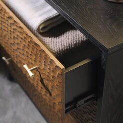 Bianca Chip Carved 3 Drawer Chest, Antique Bronze & Black -Daals Shop XXCOD 008 GOLD BLACK scene2