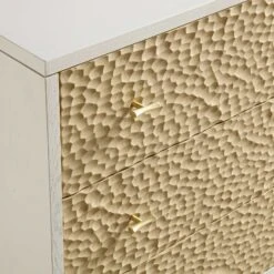 Bianca Chip Carved 3 Drawer Chest, Sand Beige & Ivory -Daals Shop XXCOD 008 TAUPE WHITE detail1
