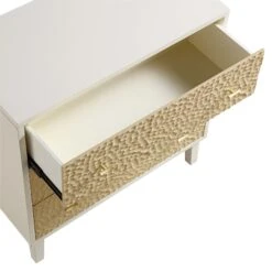 Bianca Chip Carved 3 Drawer Chest, Sand Beige & Ivory -Daals Shop XXCOD 008 TAUPE WHITE detail2