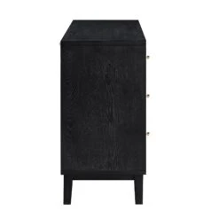 Bianca Chip Carved 6 Drawer Chest, Antique Bronze & Black -Daals Shop XXCOD 010 GOLD BLACK WB5