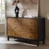 Bianca Chip Carved 6 Drawer Chest, Antique Bronze & Black