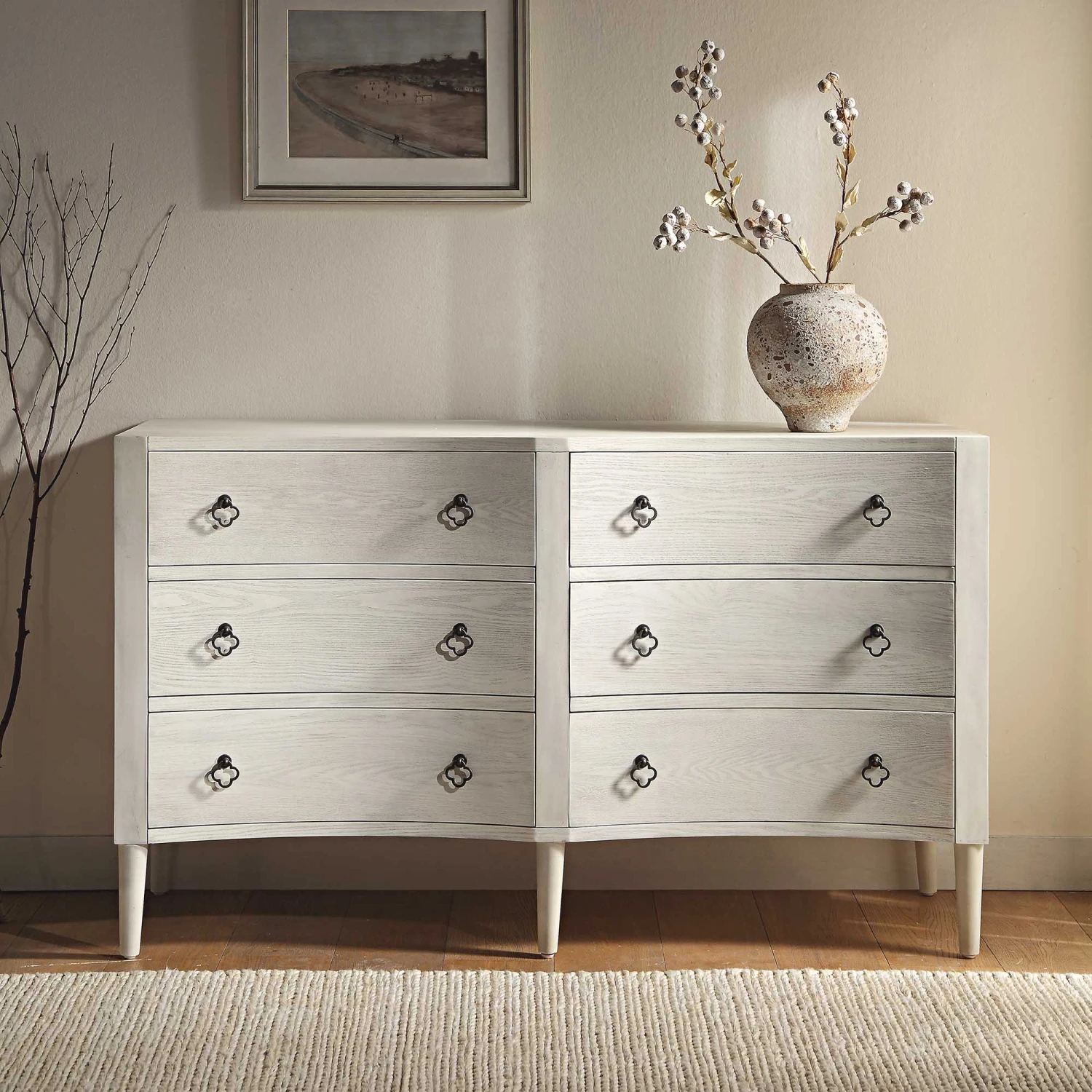 Thalia Concave Double Chest Of Drawers, Washed White 3 Thalia Concave Double Chest Of Drawers, Washed White