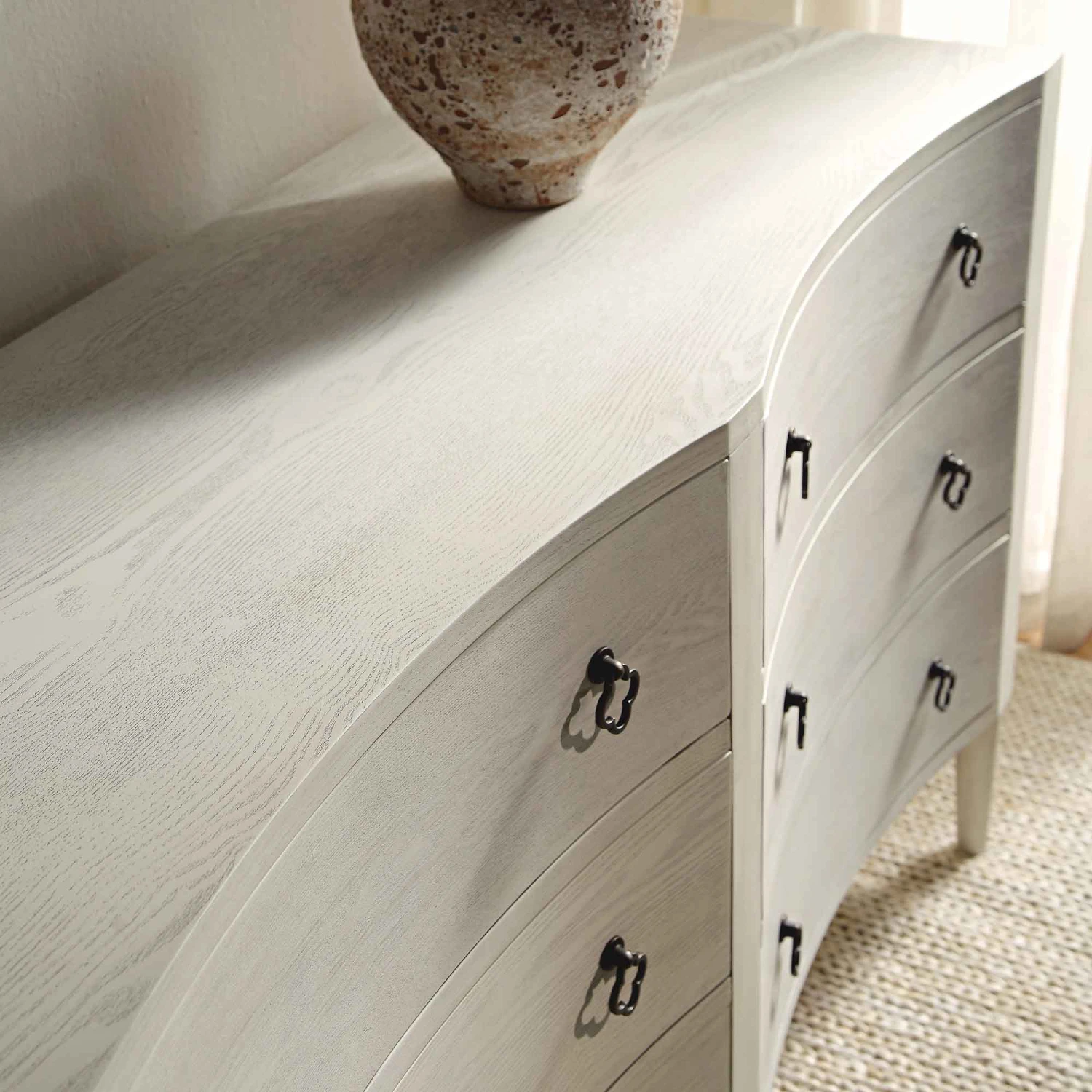 Thalia Concave Double Chest Of Drawers, Washed White 6 Thalia Concave Double Chest Of Drawers, Washed White - Image 4