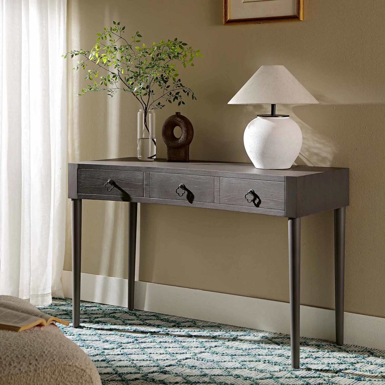 Thalia Concave Dressing Table, Silver Oak 3 Thalia Concave Dressing Table, Silver Oak