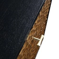 Bianca Chip Carved Bedside Table, Antique Bronze & Black -Daals Shop XXNS 007 GOLD BLACK detail4