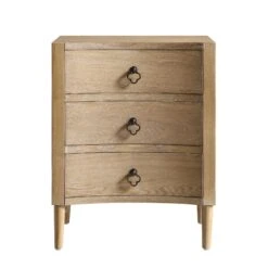 Thalia Concave 3 Drawer Bedside Table, Natural -Daals Shop XXNS 021 NAT WB1