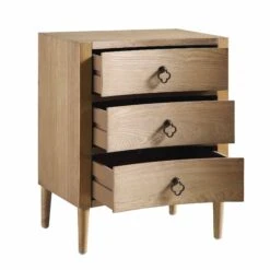 Thalia Concave 3 Drawer Bedside Table, Natural -Daals Shop XXNS 021 NAT WB3