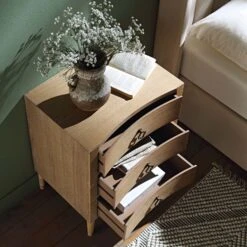 Thalia Concave 3 Drawer Bedside Table, Natural -Daals Shop XXNS 021 NAT scene2