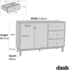 Bianca Chip Carved 2-Door 3-Drawer Sideboard, Antique Bronze & Black -Daals Shop XXSB 006 GOLD BLACK