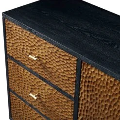 Bianca Chip Carved 2-Door 3-Drawer Sideboard, Antique Bronze & Black -Daals Shop XXSB 006 GOLD BLACK detail1