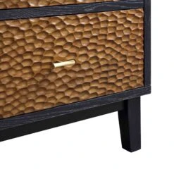 Bianca Chip Carved 2-Door 3-Drawer Sideboard, Antique Bronze & Black -Daals Shop XXSB 006 GOLD BLACK detail3