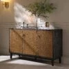 Bianca Chip Carved 3 Door Sideboard, Antique Bronze & Black -Daals Shop XXSB 009 GOLD BLACK main