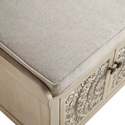 Chantilly Whitewashed Carved Storage Bench -Daals Shop XXST 016 WHITEWASH detail2