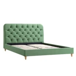 Leamington Deep-Buttoned Upholstered Bed, Meadow Green Velvet -Daals Shop ZX 1063 CUCU VEL WB1