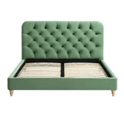 Leamington Deep-Buttoned Upholstered Bed, Meadow Green Velvet -Daals Shop ZX 1063 CUCU VEL WB2