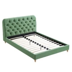 Leamington Deep-Buttoned Upholstered Bed, Meadow Green Velvet -Daals Shop ZX 1063 CUCU VEL WB3