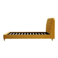 Leamington Deep-Buttoned Upholstered Bed, Turmeric Yellow Velvet -Daals Shop ZX 1063 MUST VEL WB4