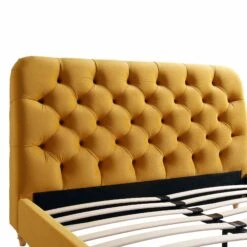 Leamington Deep-Buttoned Upholstered Bed, Turmeric Yellow Velvet -Daals Shop ZX 1063 MUST VEL detail1