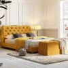 Leamington Deep-Buttoned Upholstered Bed, Turmeric Yellow Velvet -Daals Shop ZX 1063 MUST VEL scene2