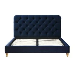 Leamington Deep-Buttoned Upholstered Bed, Midnight Blue Velvet 20 Leamington Deep-Buttoned Upholstered Bed, Midnight Blue Velvet -Daals Shop ZX 1063 NAVY VEL WB2