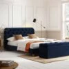 Leamington Deep-Buttoned Upholstered Bed, Midnight Blue Velvet 1 Leamington Deep-Buttoned Upholstered Bed, Midnight Blue Velvet -Daals Shop ZX 1063 NAVY VEL main
