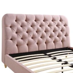 Leamington Deep-Buttoned Upholstered Bed, Rosewater Pink Fabric -Daals Shop ZX 1063 PALEPINK FAB detail1