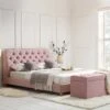 Leamington Deep-Buttoned Upholstered Bed, Rosewater Pink Fabric -Daals Shop ZX 1063 PALEPINK FAB main