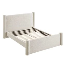 Galerie Beige Boucle Pillar Upholstered Bed -Daals Shop ZX 2180 BEIGE BOUCLE D WB1