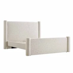 Galerie Beige Boucle Pillar Upholstered Bed -Daals Shop ZX 2180 BEIGE BOUCLE D WB3