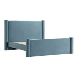 Galerie Misty Blue Velvet Pillar Upholstered Bed -Daals Shop ZX 2180 BLUEGREY VEL WB1