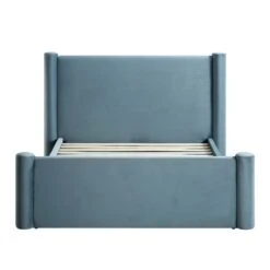 Galerie Misty Blue Velvet Pillar Upholstered Bed -Daals Shop ZX 2180 BLUEGREY VEL WB2