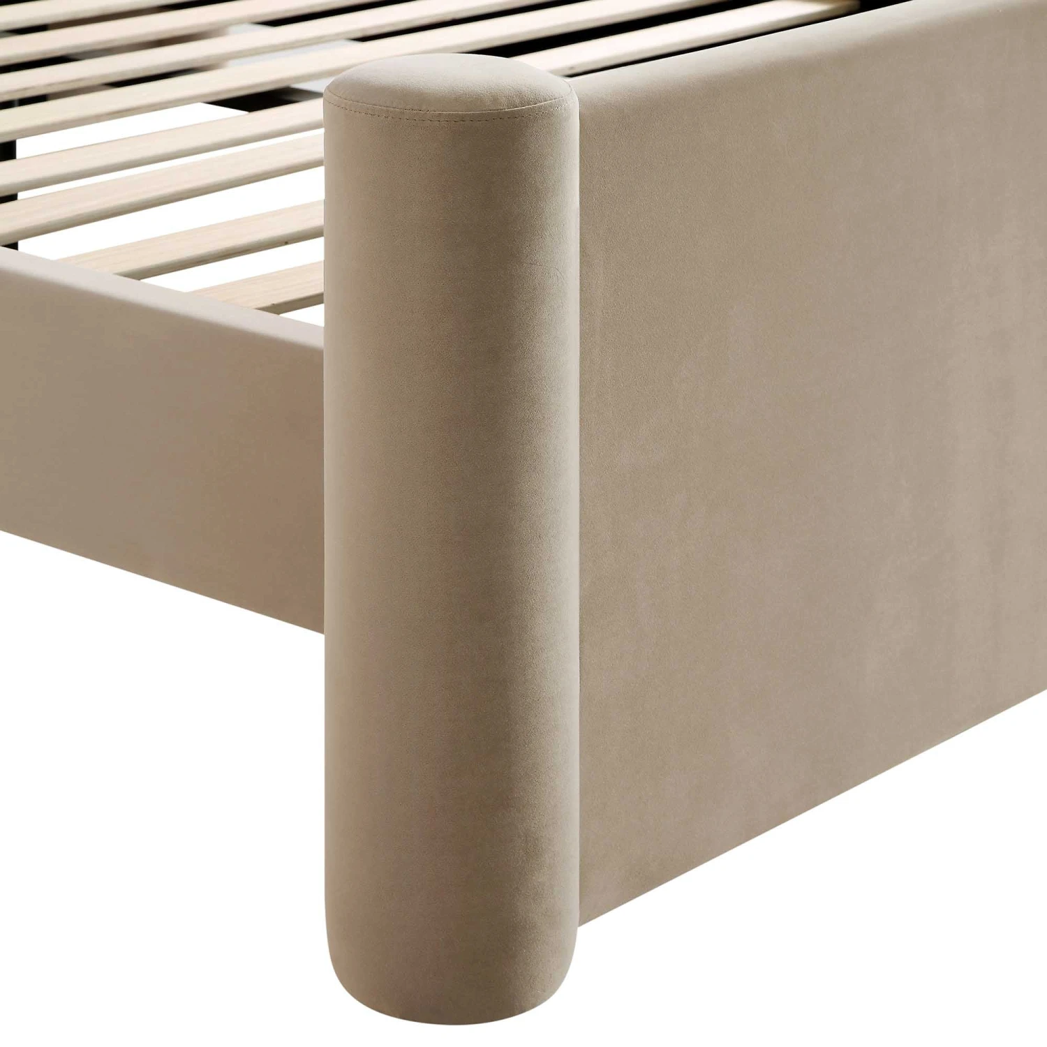 Galerie Taupe Velvet Pillar Upholstered Bed 14 Galerie Taupe Velvet Pillar Upholstered Bed - Image 12