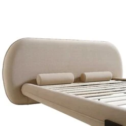 Elystan Oval Headboard Upholstered Bed, Warm Beige Fabric -Daals Shop ZX 2181 BEIGE FAB detail1