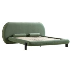 Elystan Oval Headboard Upholstered Bed, Olive Green Fabric -Daals Shop ZX 2181 GREEN FAB WB3