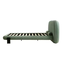 Elystan Oval Headboard Upholstered Bed, Olive Green Fabric -Daals Shop ZX 2181 GREEN FAB WB4
