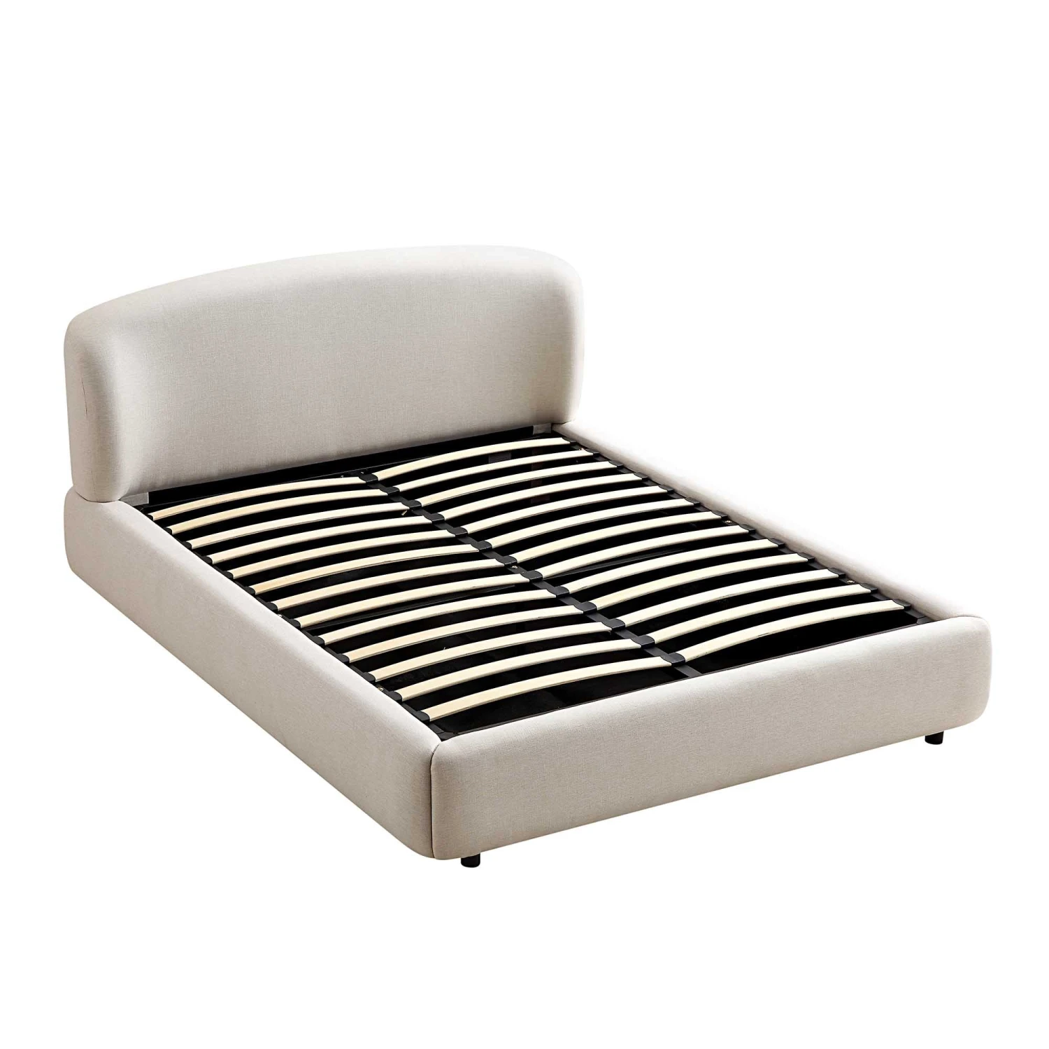 Constance Winged Headboard Ottoman Storage Bed, Beige Linen 11 Constance Winged Headboard Ottoman Storage Bed, Beige Linen - Image 9