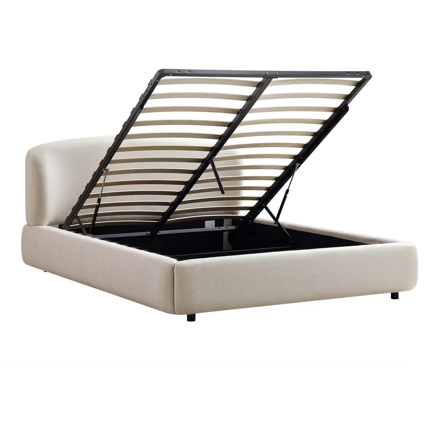 Constance Winged Headboard Ottoman Storage Bed, Beige Linen 10 Constance Winged Headboard Ottoman Storage Bed, Beige Linen - Image 8